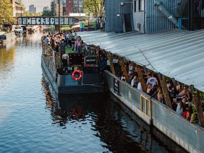 Canal-Side Setting at No90 Hackney Wick East London No90 Hackney Wick bar restaurant terrace on the river lee east London